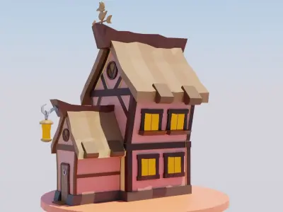 Stylized Fantasy House Low-Poly Game Ready Low-poly 3D model