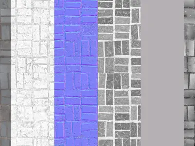 Brick Tile Stone Pavers Seamless PBR Material Texture