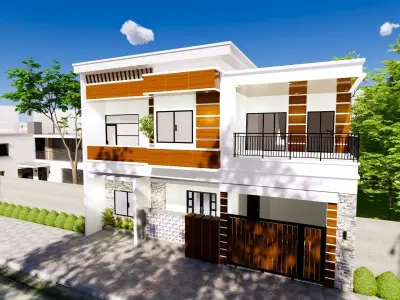 2 Floor House Design Modern Style  3D model