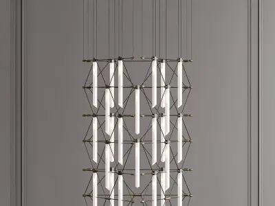 trio 1 modern chandelier hanging from ceiling 3D model