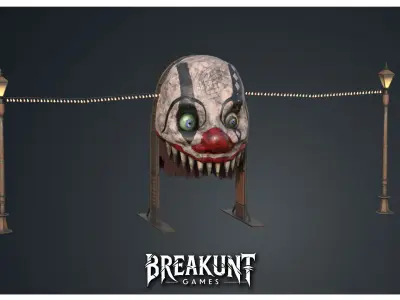  Horror Circus Entrance Clown Head - 3d Model 3D model