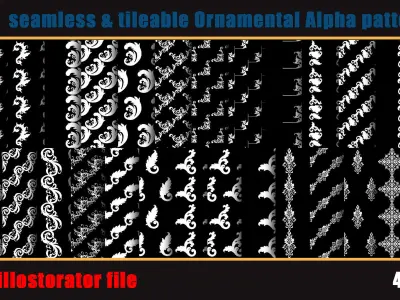 705 seamless and tileable Ornamental Alpha patterns 90 Ai file Texture