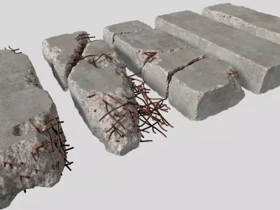 Concrete Slab Pack 01 - 5 Game Ready PBR Models 3D model