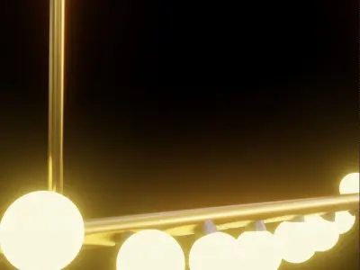  Modern Linear Glass Globe Chandelier Ceiling Light  3D model