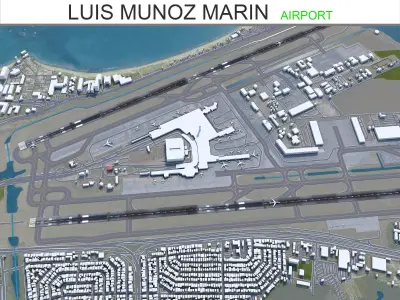 Luis Munoz Marin International Airport 10km Low-poly 3D model