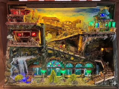 Handmade Mountain Village Diorama LED Lit PBR Asset 3D model