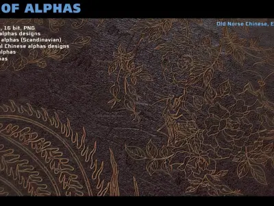 Pack of 340 Alphas Chinese Egypt Greek Old Norse Texture