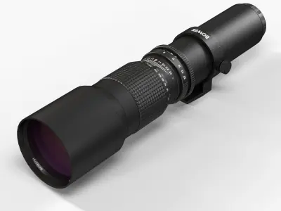 Bower 500mm f 8-0 Manual Focus Telephoto T-Mount Lens Low-poly 3D model