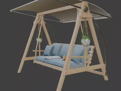 Outdoor Swing with Cushions 3D model