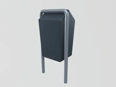 Public Trash Can Low-poly 3D model
