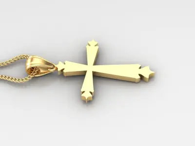 Light Gold 18K Cross Pendant 2CP015 3D print model