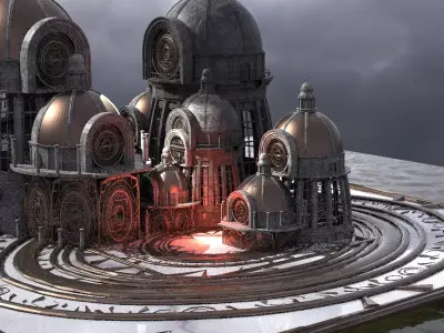 Observatory Tower Dome Street 2  3D model