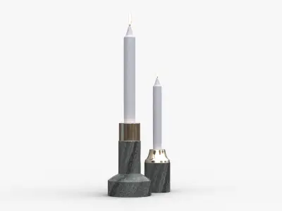 Marble Candleholder Set Low-poly 3D model