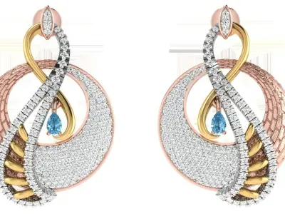 Women Pendant Earring Sets 3dm STL OBJ FBX Renders Details 3D print model buy