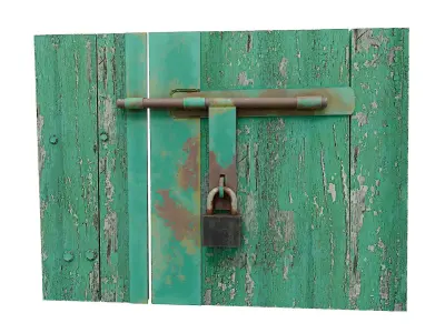 Wooden door latch   Low-poly 3D model