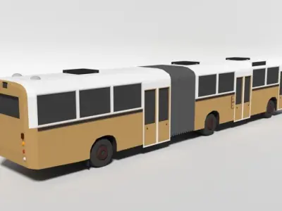 Low Poly Cartoon Retro Bus  Low-poly 3D model