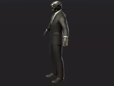 Cyberpunk Robot Anchorman -rigged -rigged necktie Low-poly 3D model