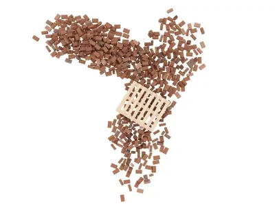 bricks pallet pile 2 3D model