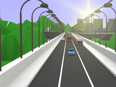 3D Low poly cartoon city animation Low-poly 3D model