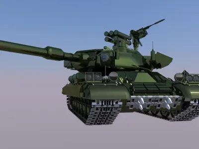 military battle tank Low-poly 3D model
