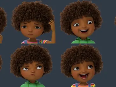  Cartoon Black Girl Rigged 