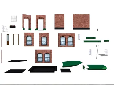 Modular buildings loft from Brooklyn with animation Low poly PBR Low-poly 3D model