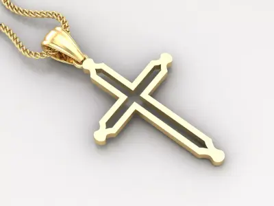 High Cross Pendant Light Gold 18K 4CP059 3D print model