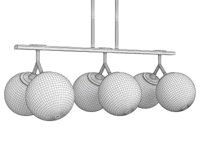 Modern Glam 6 light Orb Seeded Glass Chandelier Low-poly 3D model