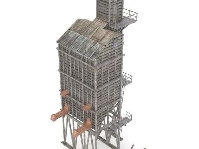 Old coal wooden tipple 3D model