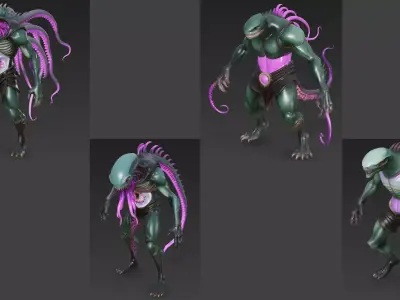 Tentacle Alien Monster Variants Pack 3D model