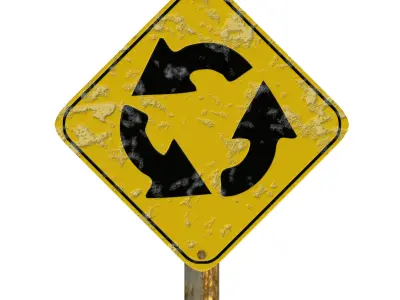 Rounabout Ahead Traffic Sign 3D model