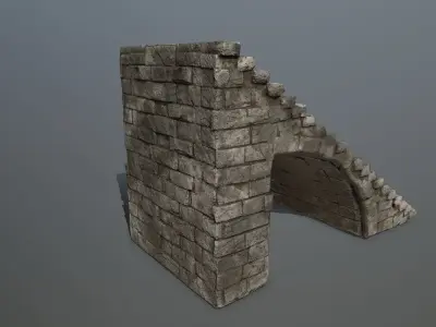 stairs stone wall Low-poly 3D model