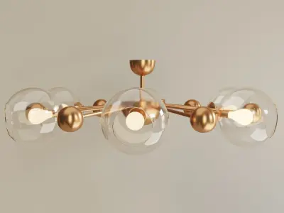 chandelier modern brass ceiling light with glass globes 3D model