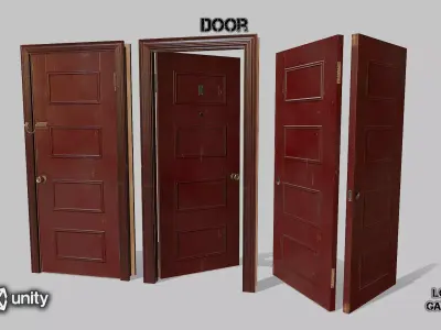 Door red 03 Low-poly 3D model