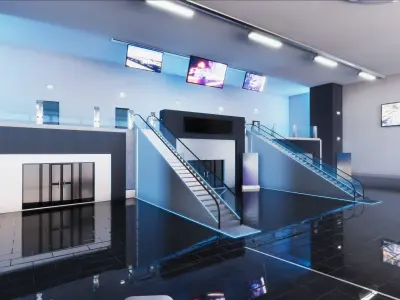  Business Center Lobby Interior Unity asset Low-poly 3D model