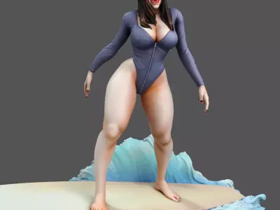 Carol woman on surfboard 3D print model
