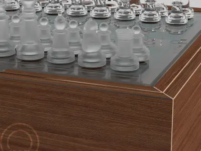 Chess Western International - glass custom wood box - modern Low-poly 3D model