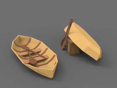 Low Poly Stylized Boat Lowpoly 3D model Low-poly 3D model