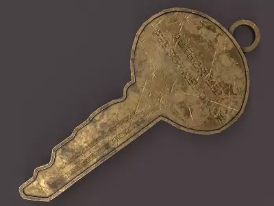 Medieval Copper Key Low-poly 3D model