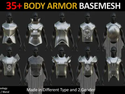 35 Body Armors Basemesh q Low-poly 3D model