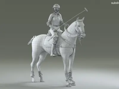  Female Polo Player Animated HQ Editorial License 