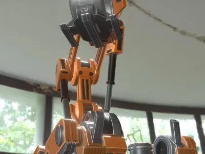 The Walking Mech Neck Orange Version Low-poly 3D model