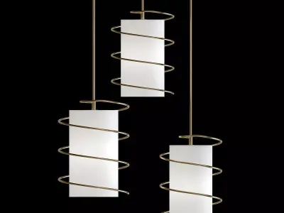 Carly 1 Light  W Gold Leaf Pendant with White Linen Shade 3D model