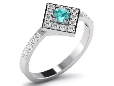 Light Weight White Gold Diamond Ring DR-5841 3D print model