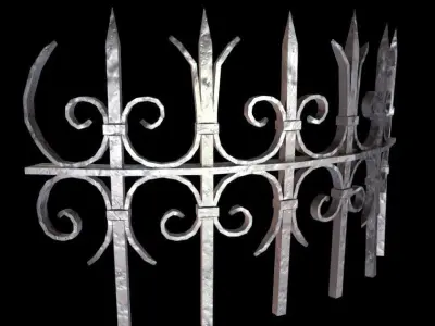 Bent Metal Fence - PBR - Textured Low-poly 3D model