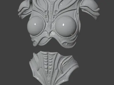 Xenomorph Female Exosuit Chestplate Pauldrons And Belly Armor 3D print model