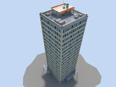 Skyscraper tall building on sky Low-poly 3D model