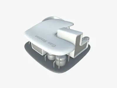 SciFi Gas Station A02 White Gray - Sci Fi Exterior Design Low-poly 3D model