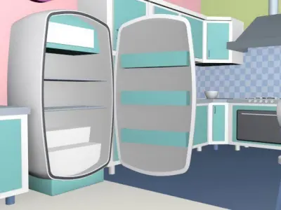 Cartoon detailed kitchen 3D model