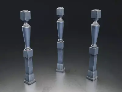 Vintage Metal Railing Set Low-poly 3D model